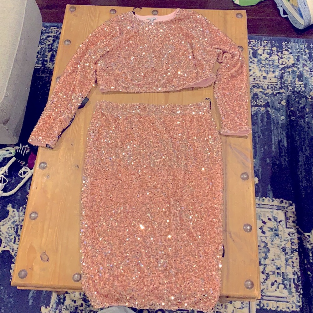 Fashion Nova Look at Me Shine Sequin set, Size 1x